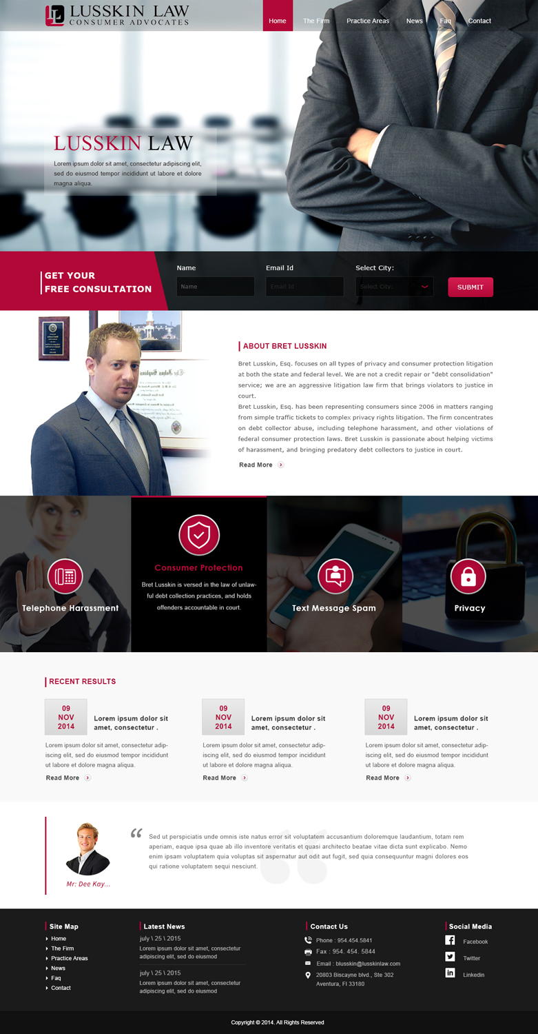 Web Design by Designtraffix for Bret Lusskin PA | Design #9511160