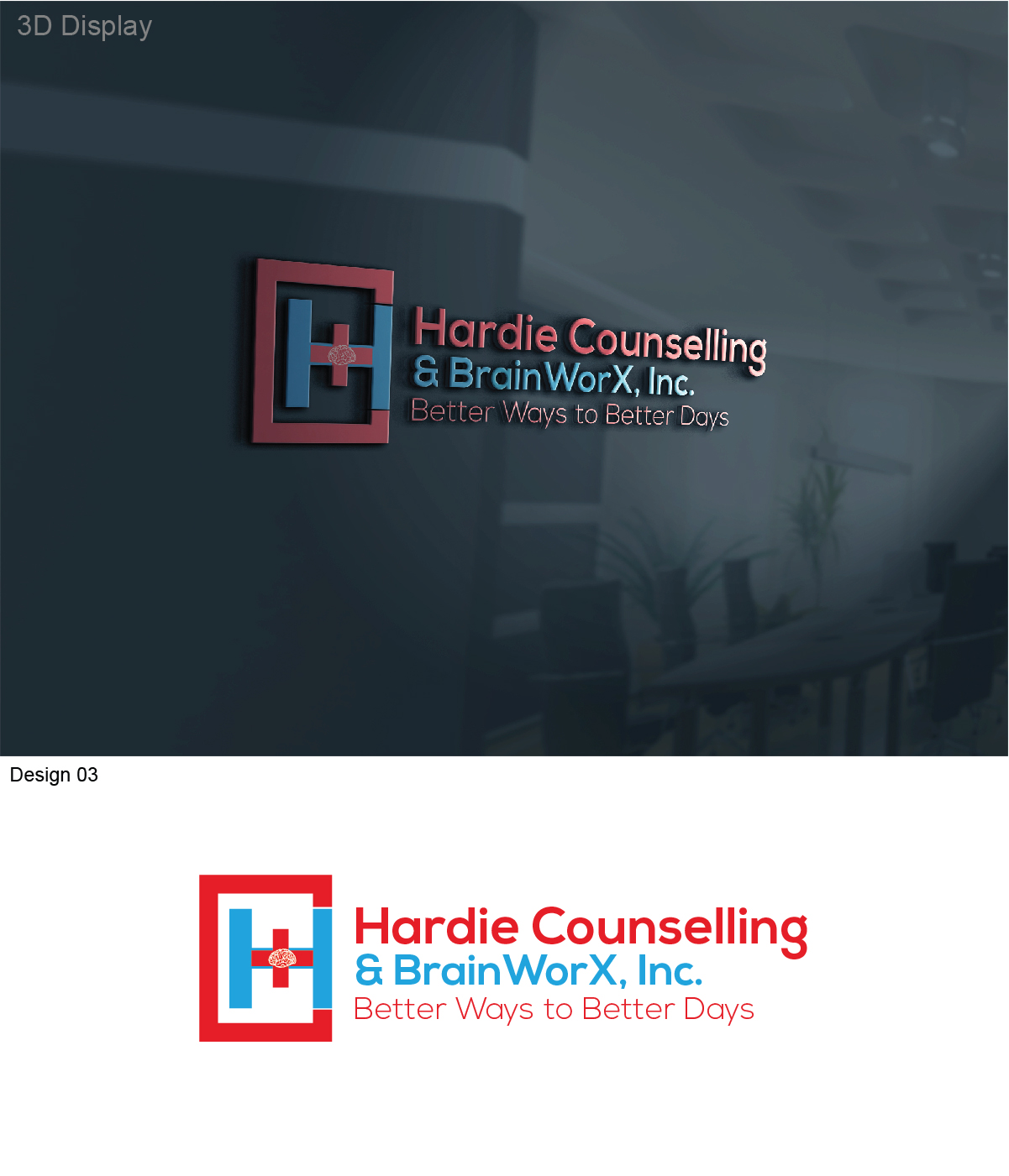 Diseño de Logo por 3Guys para Hardie Counselling & BrainWorX, Inc. | Diseño #9439431