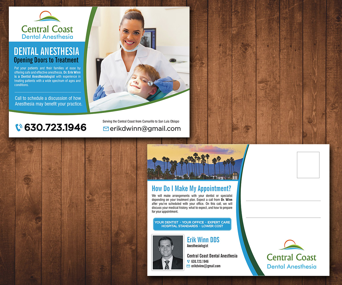 Postkarten-Design von Designers Hub für Central Coast Dental Anesthesia | Design #9457263