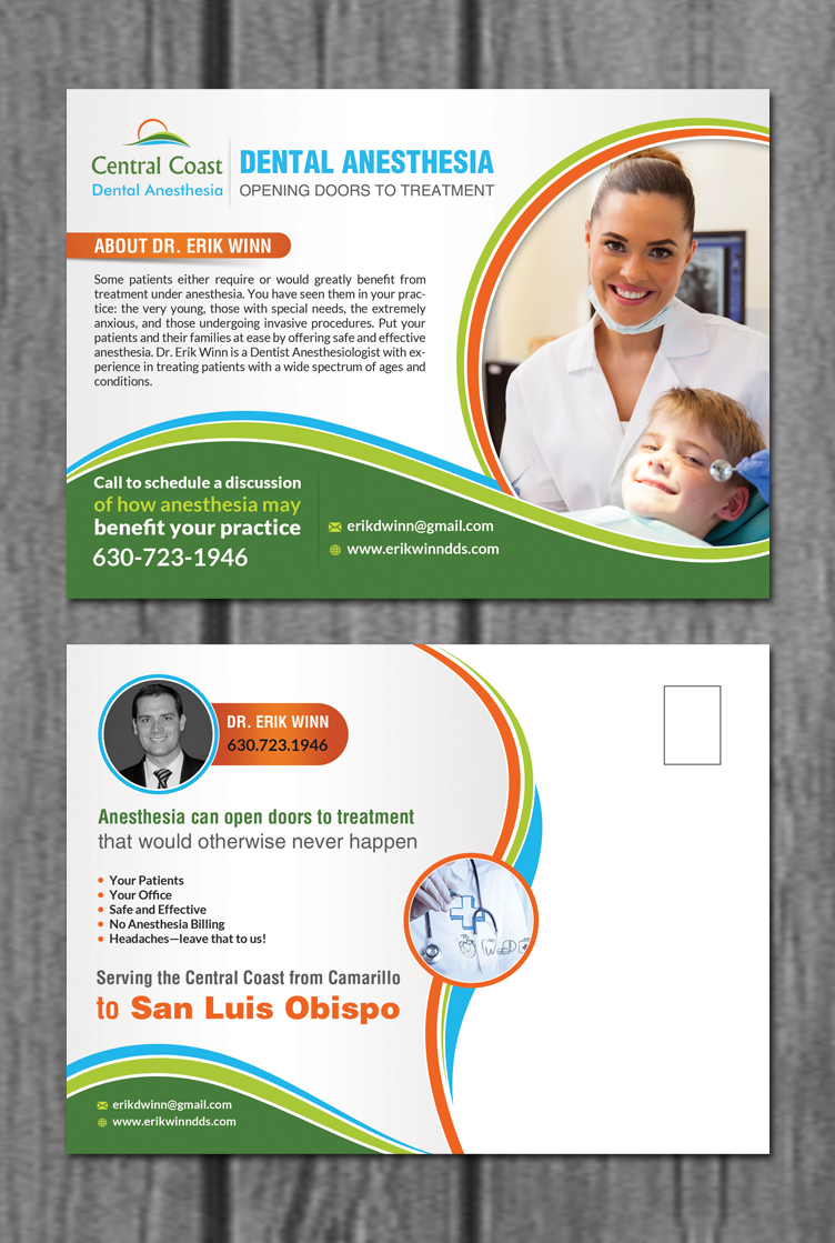 Postcard Design by creative.bugs for Central Coast Dental Anesthesia | Design #9451566