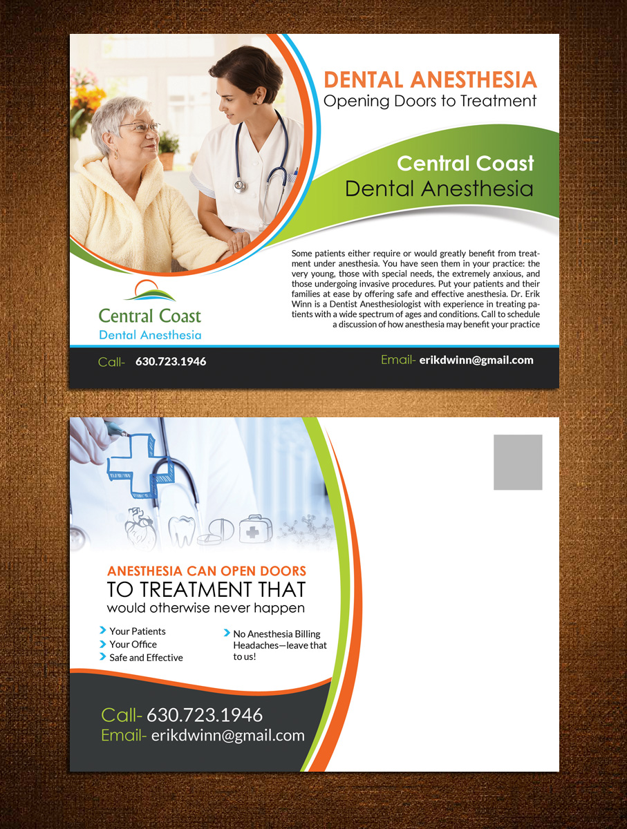 Postcard Design by creative.bugs for Central Coast Dental Anesthesia | Design #9453947