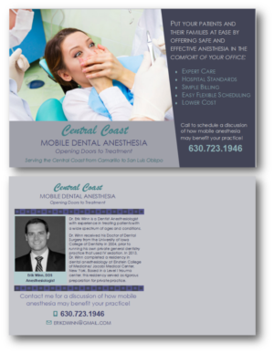 Postcard Design by citygirl17 for Central Coast Dental Anesthesia | Design #9494751