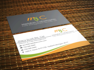 Business Card Design by Riz' for Meridian Catastrophic Case Management Services LLC | Design #9448474