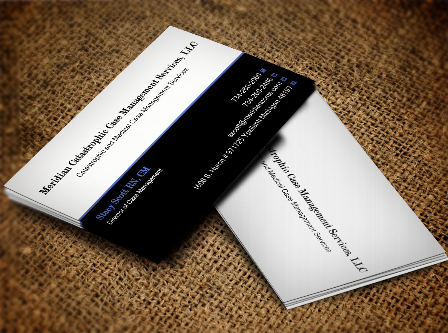 Diseño de Tarjeta de Presentación por Lanka Ama para Meridian Catastrophic Case Management Services LLC | Diseño #9452179