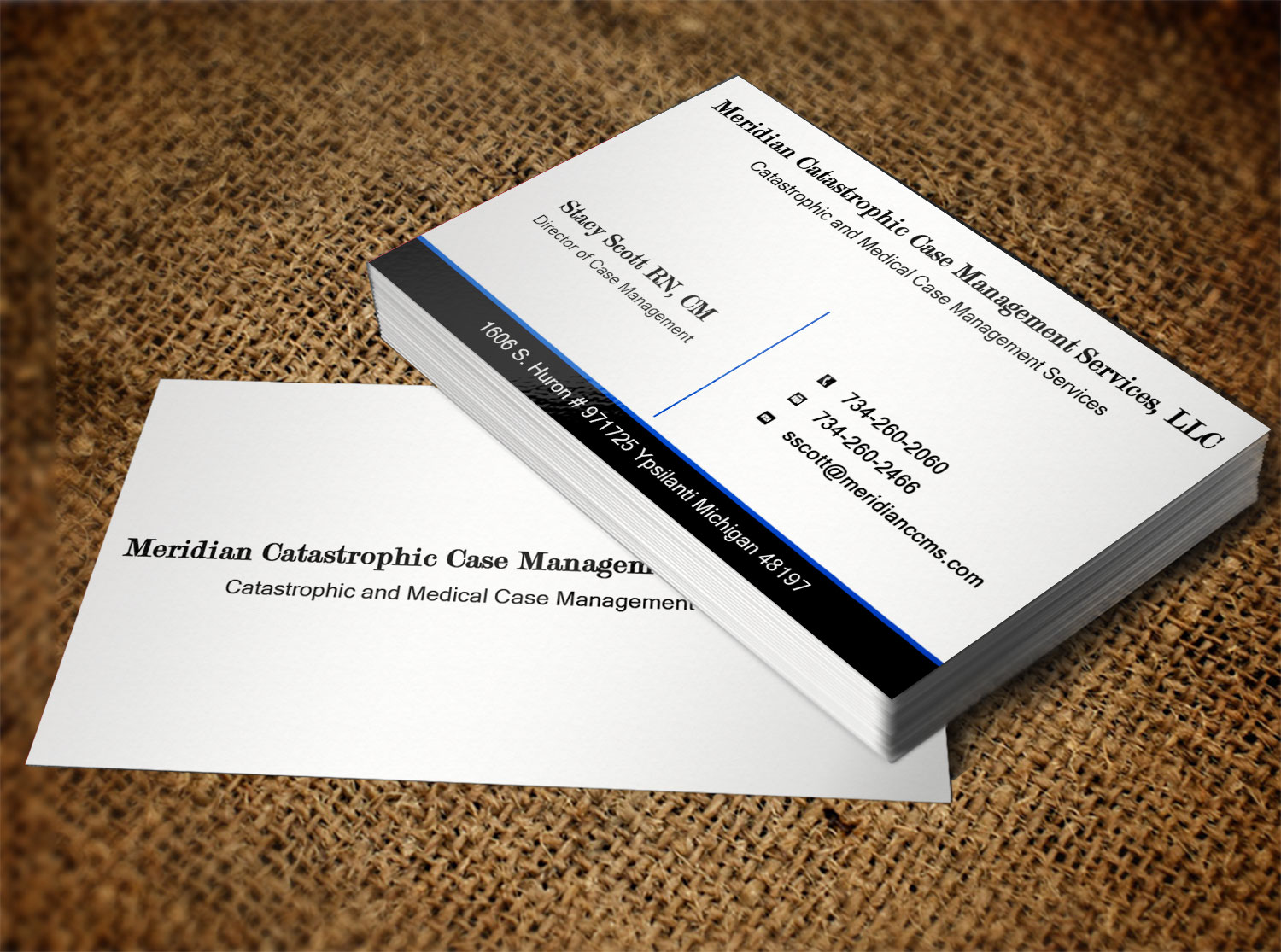 Diseño de Tarjeta de Presentación por Lanka Ama para Meridian Catastrophic Case Management Services LLC | Diseño #9452180