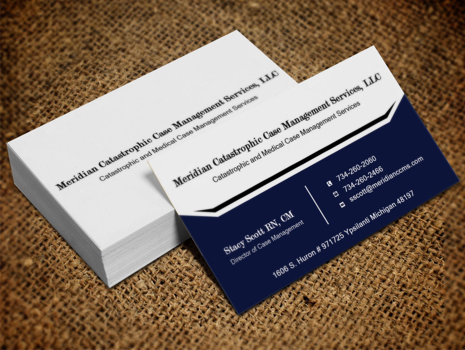 Diseño de Tarjeta de Presentación por Lanka Ama para Meridian Catastrophic Case Management Services LLC | Diseño #9452182