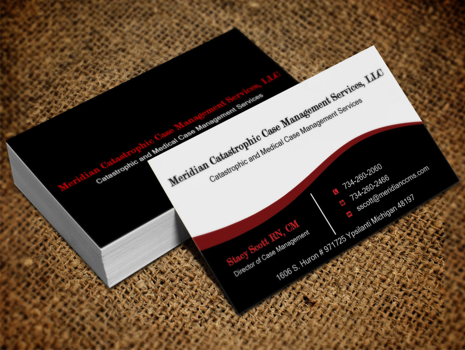 Diseño de Tarjeta de Presentación por Lanka Ama para Meridian Catastrophic Case Management Services LLC | Diseño #9452223