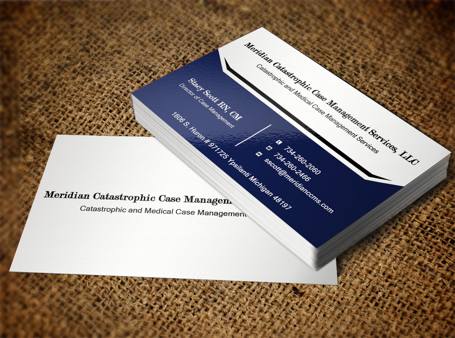 Diseño de Tarjeta de Presentación por Lanka Ama para Meridian Catastrophic Case Management Services LLC | Diseño #9452225