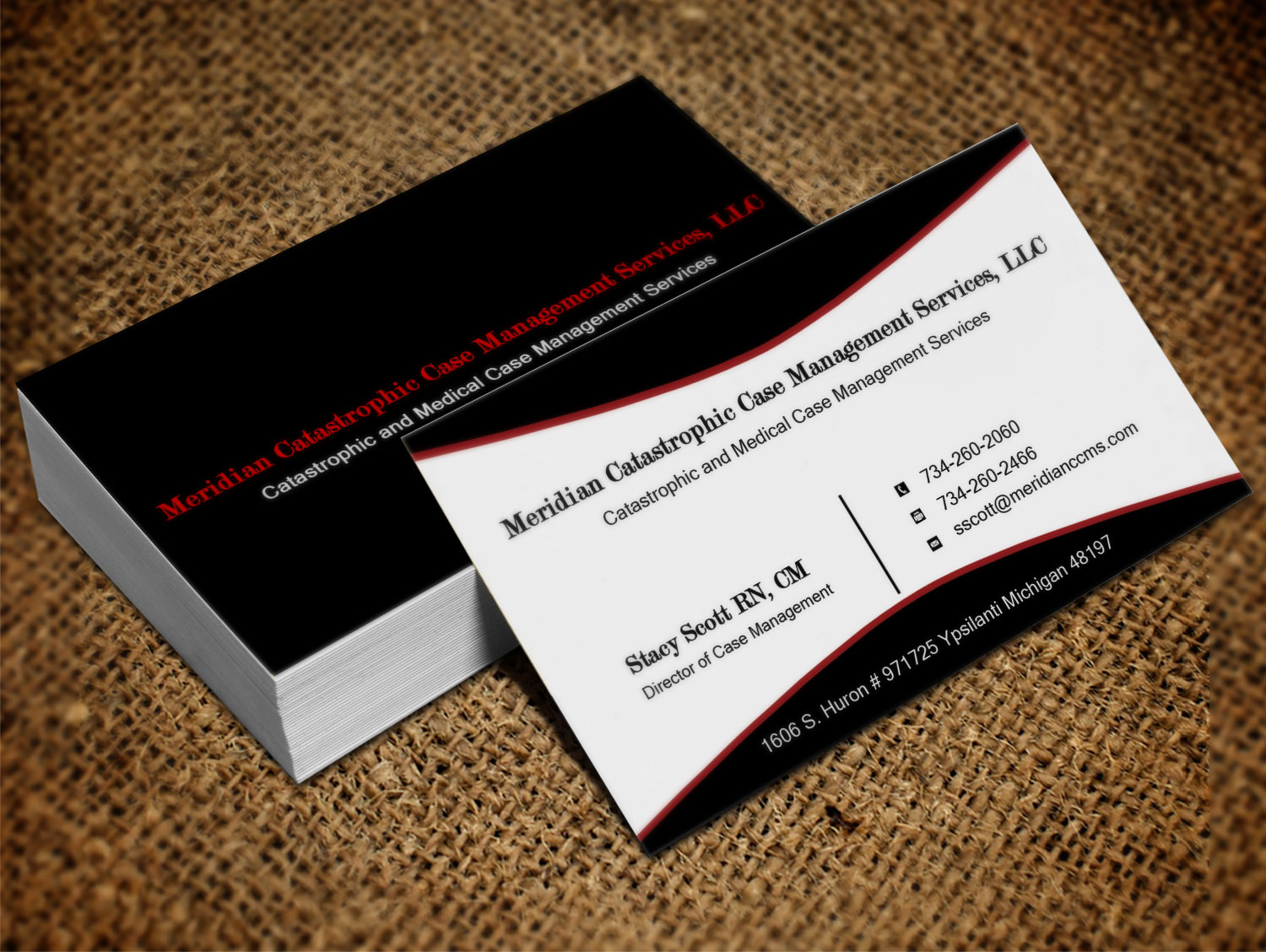 Diseño de Tarjeta de Presentación por Lanka Ama para Meridian Catastrophic Case Management Services LLC | Diseño #9452226