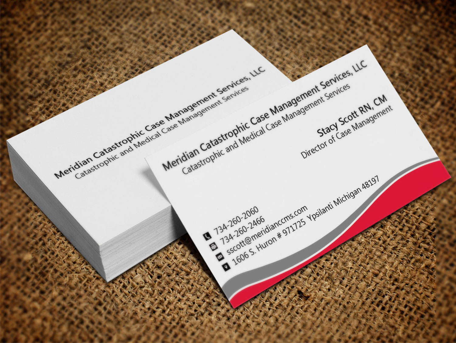 Diseño de Tarjeta de Presentación por Lanka Ama para Meridian Catastrophic Case Management Services LLC | Diseño #9452237