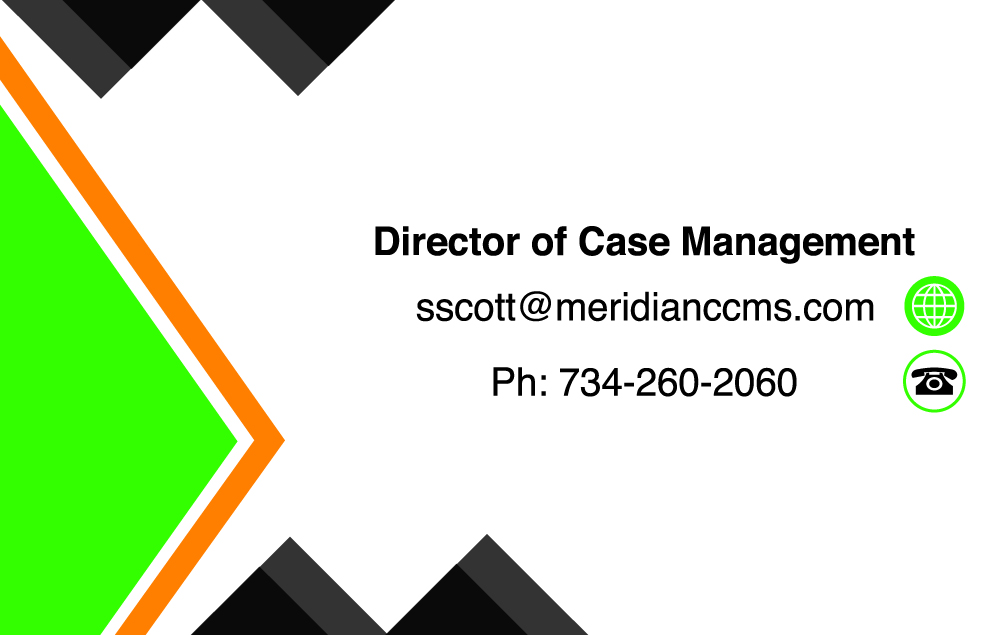 Business Card Design by tgsantos for Meridian Catastrophic Case Management Services LLC | Design #9448009