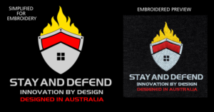 Stay and Defend - Fire Resistant Modular Homes - Global | T-shirt Design by PrintMediaAU