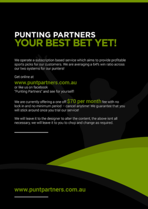 Design de Flyer par zeroit77 pour Punting Partners | Design : #9474454