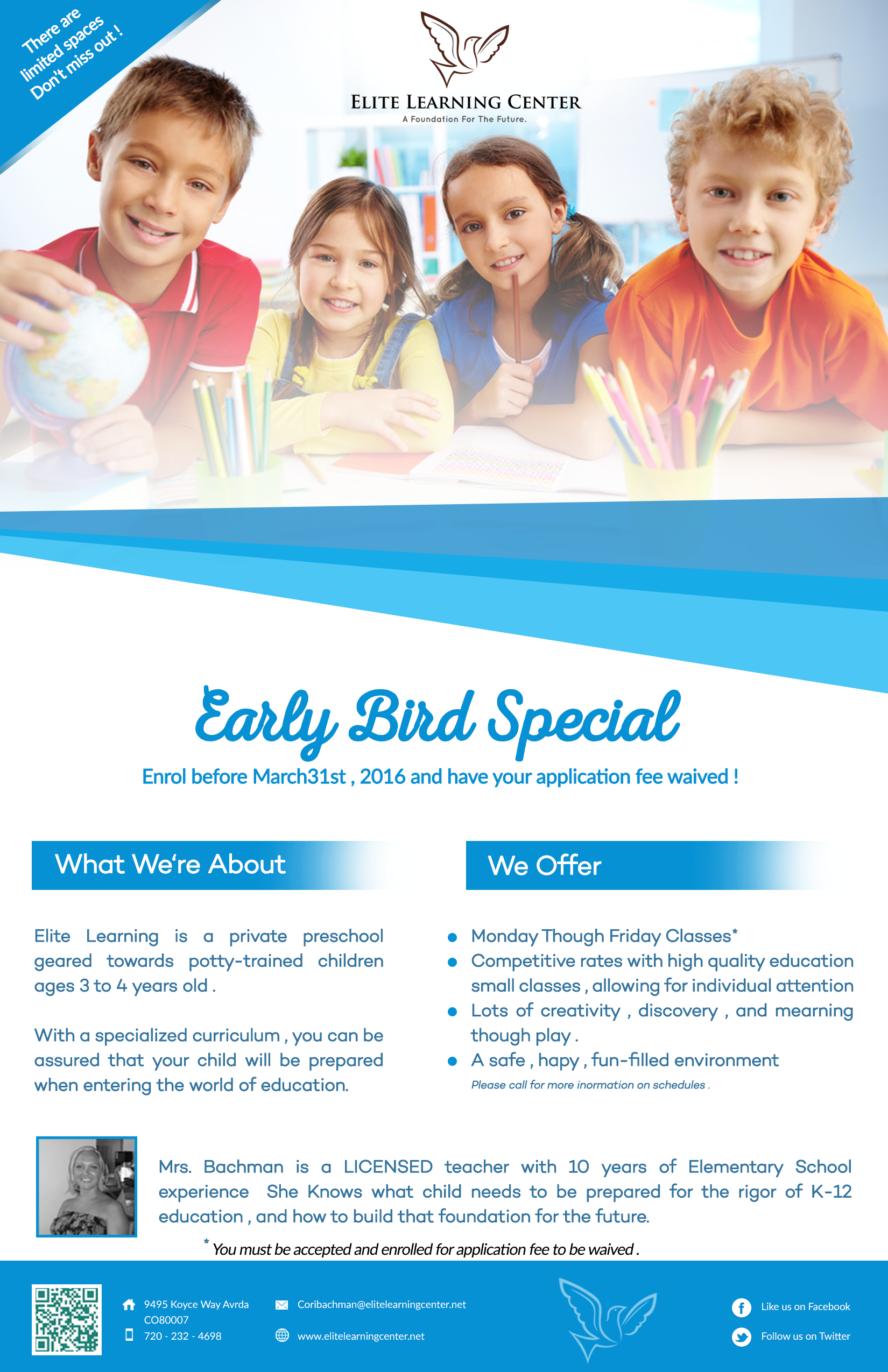 Flyer Design by Hayoun for Elite Learning Center | Design #9468056
