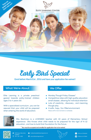 Diseño de Flyer por Hayoun para Elite Learning Center | Diseño #9468057