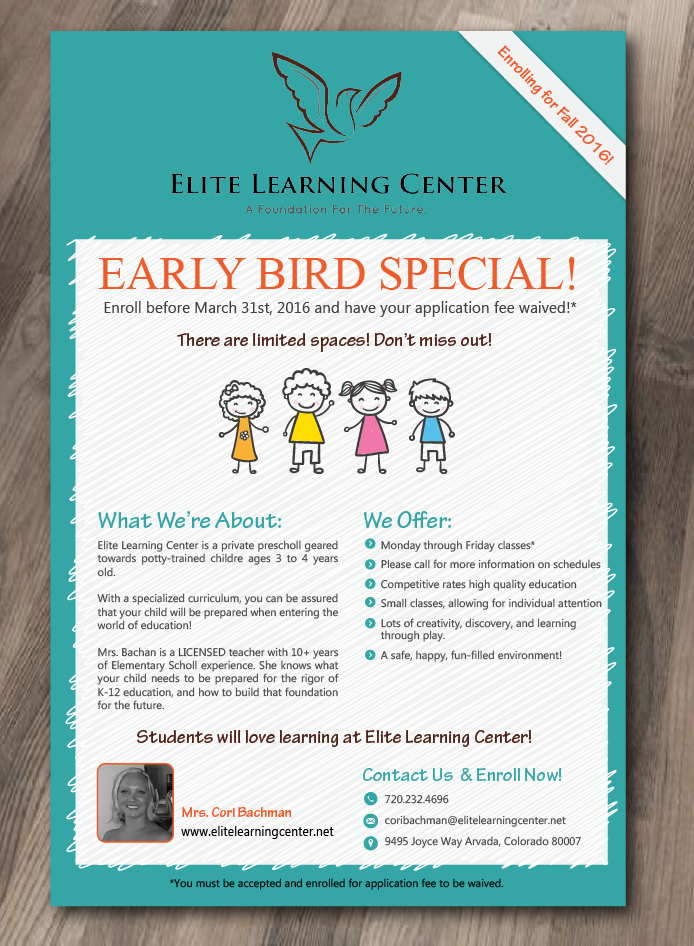 Flyer Design by alex989 for Elite Learning Center | Design #9466850
