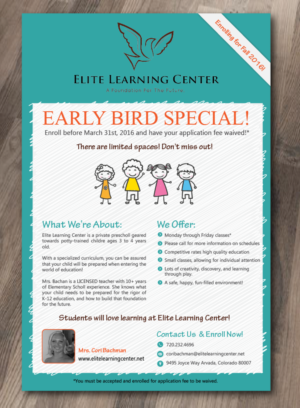 Flyer Design by alex989 for Elite Learning Center | Design: #9466850