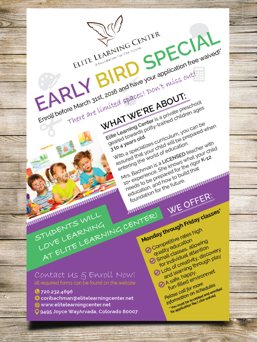 Flyer Design by Masha K for Elite Learning Center | Design #9464061