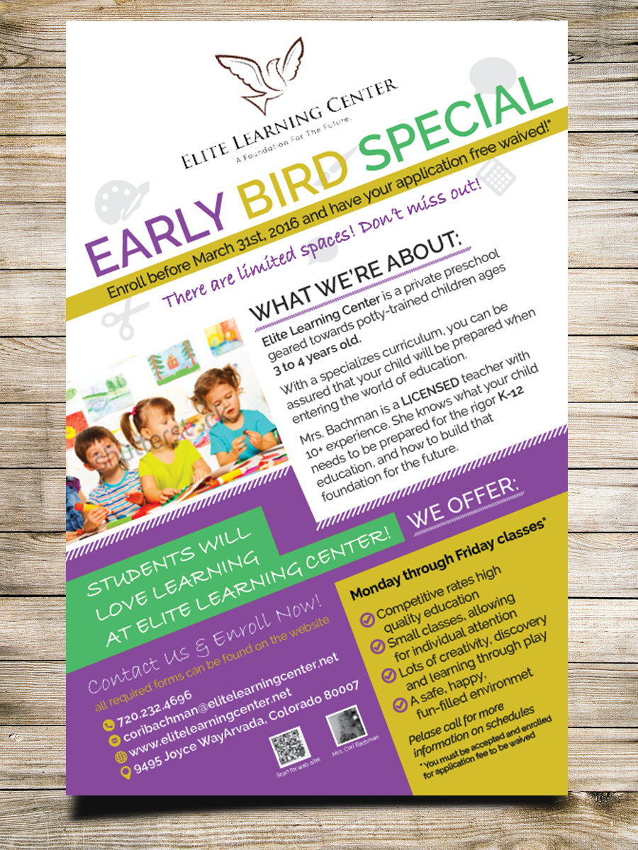 Flyer Design by Masha K for Elite Learning Center | Design #9487783