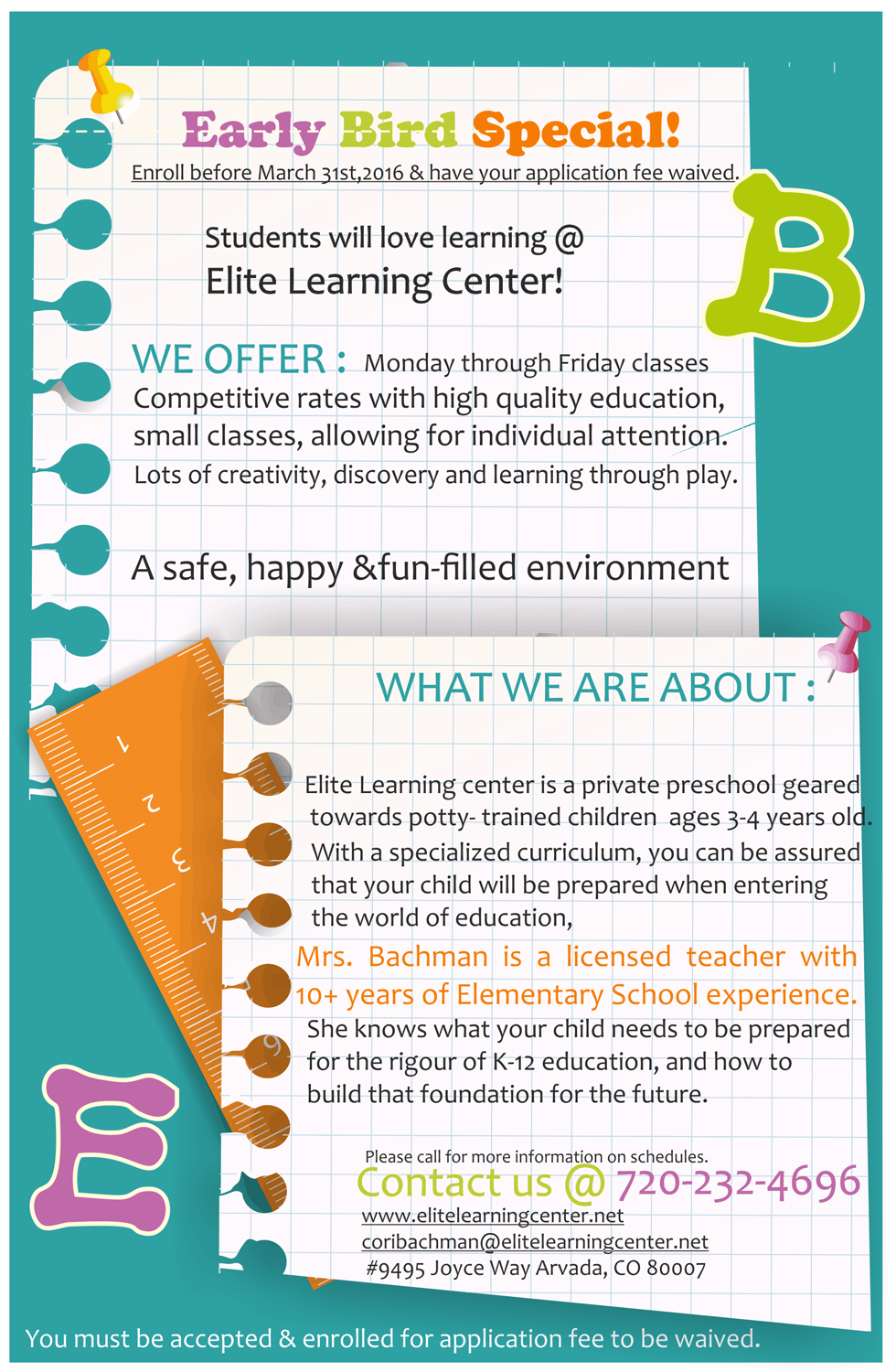 Flyer Design by aditee9 for Elite Learning Center | Design #9474570
