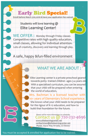 Diseño de Flyer por aditee9 para Elite Learning Center | Diseño #9474570