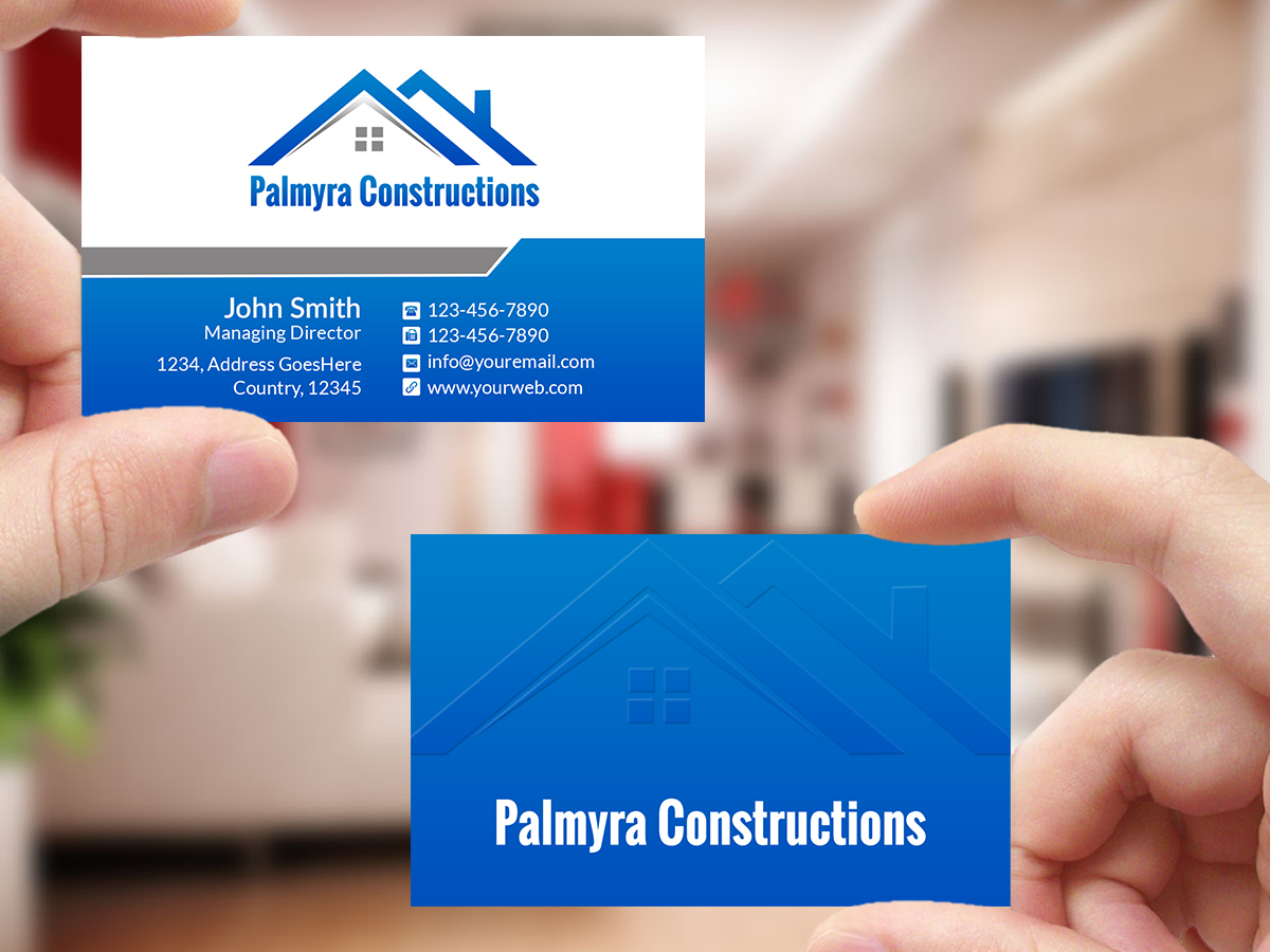Business Card Design by Creations Box 2015 for Palmyra Constructions  | Design #9564579