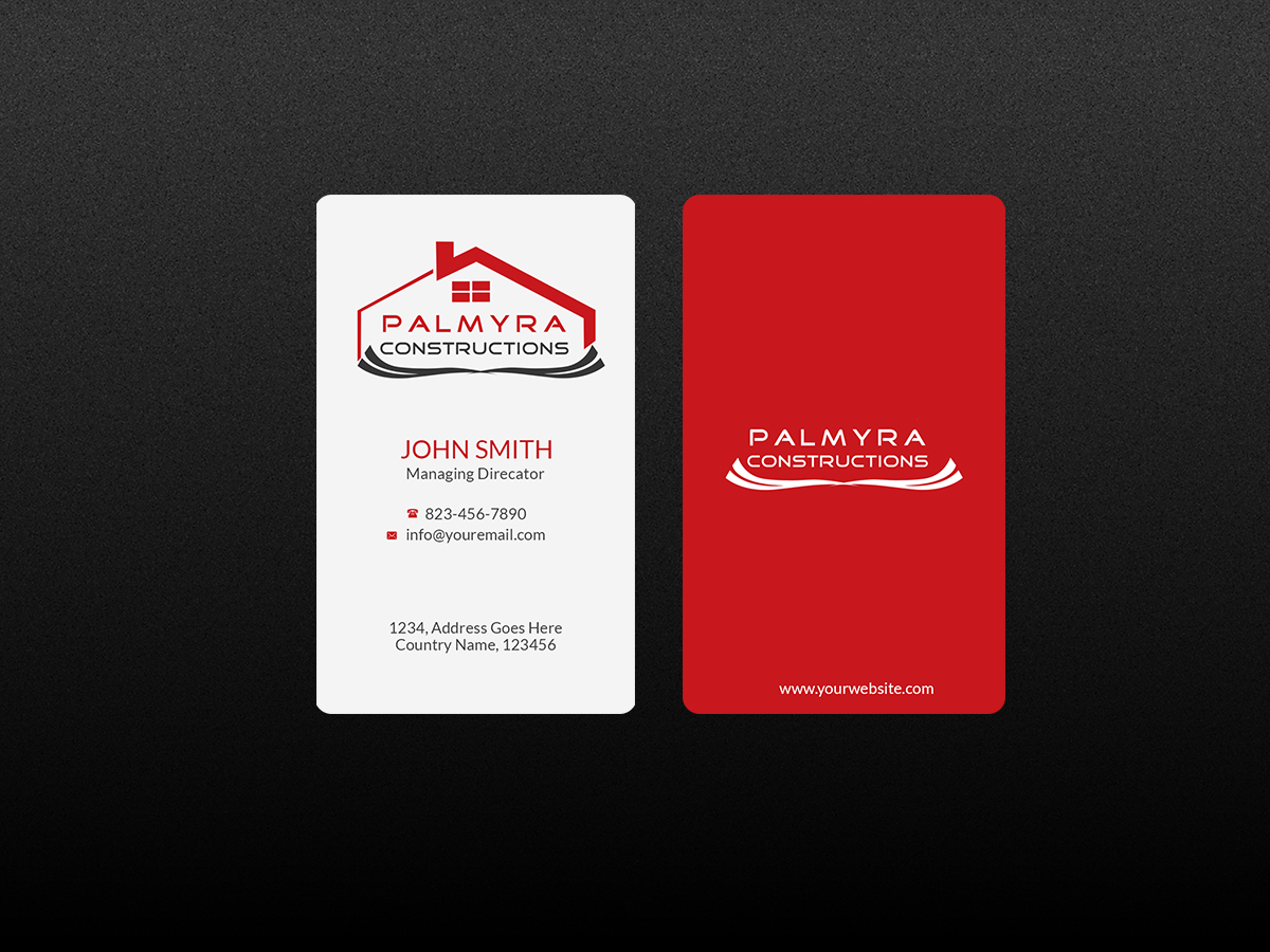 Business Card Design by Creations Box 2015 for Palmyra Constructions  | Design #9564587