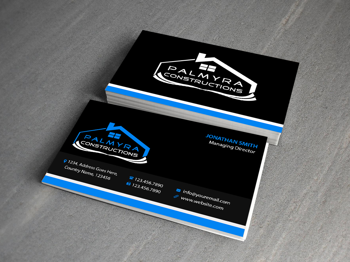 Business Card Design by Creations Box 2015 for Palmyra Constructions  | Design #9564588
