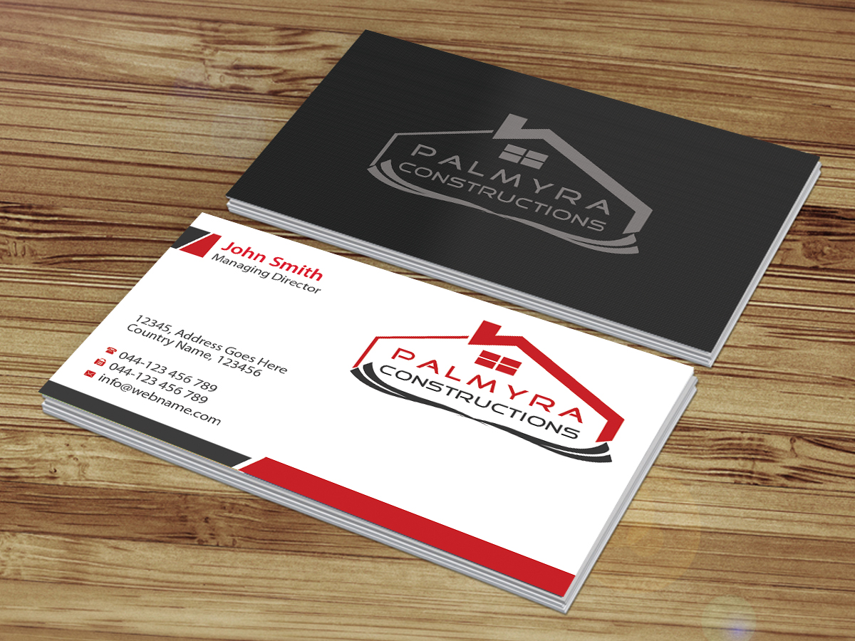 Business Card Design by Creations Box 2015 for Palmyra Constructions  | Design #9564591