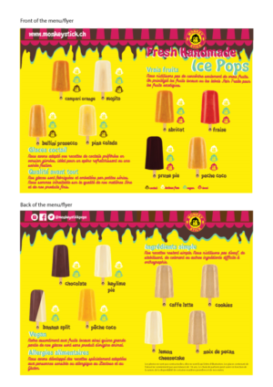 Local manufacturer of popsicle (ice cream on stick) wants to make a menu for his shop | Menu Design by lavinia