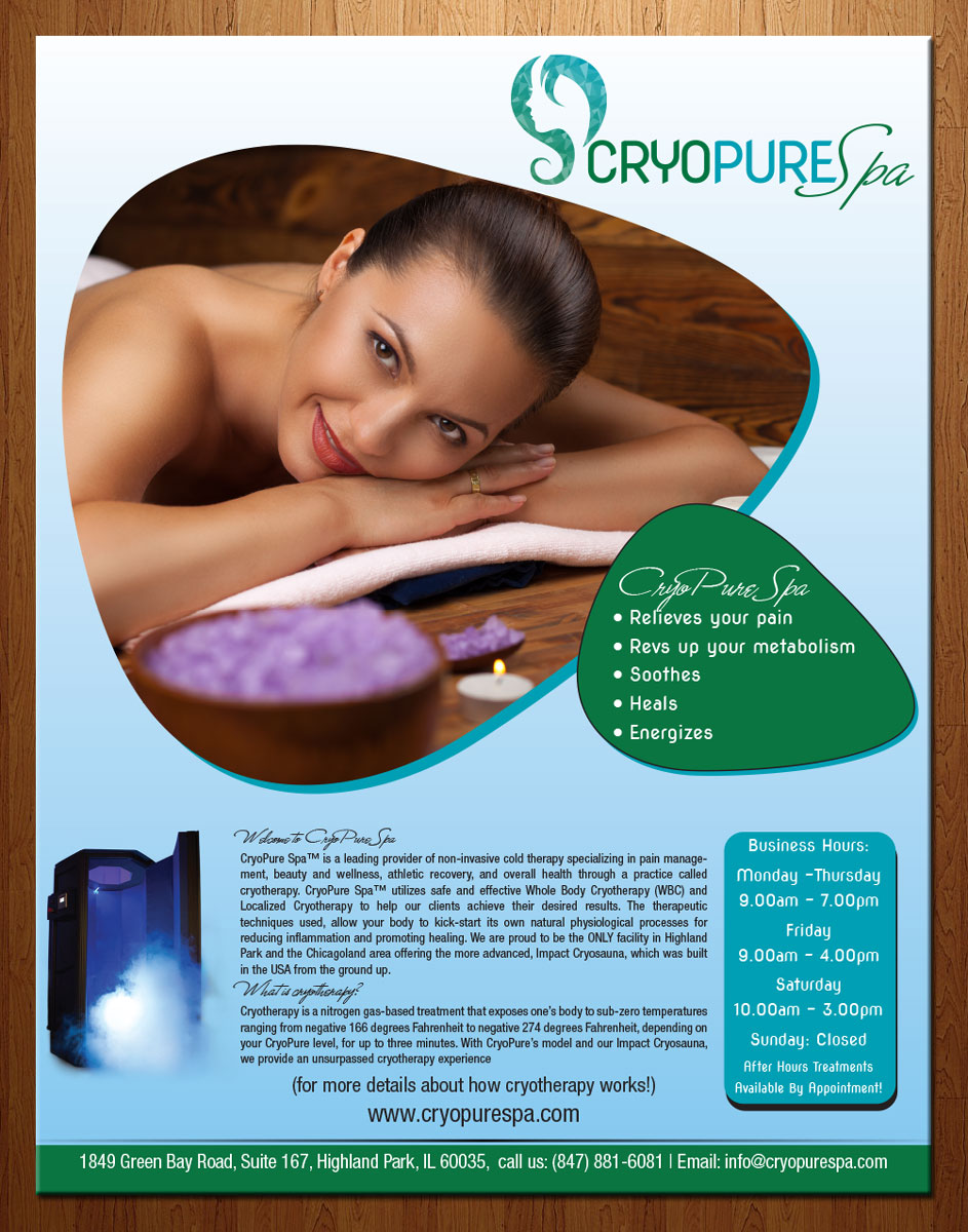 Flyer Design by theblueart for CryoPure Spa, LLC. | Design #9538789