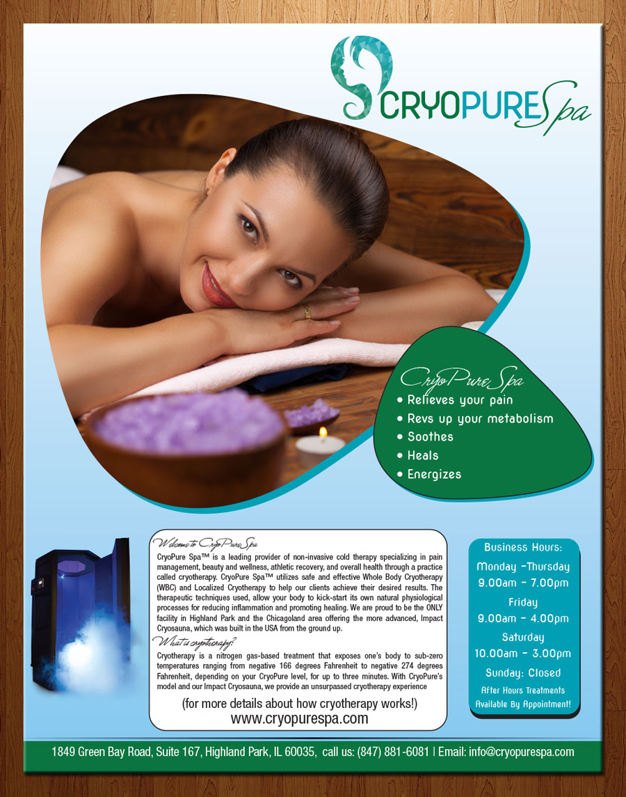 Flyer Design by theblueart for CryoPure Spa, LLC. | Design #9540176
