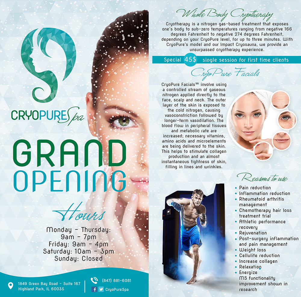 Flyer Design by Natalia for CryoPure Spa, LLC. | Design: #9606489