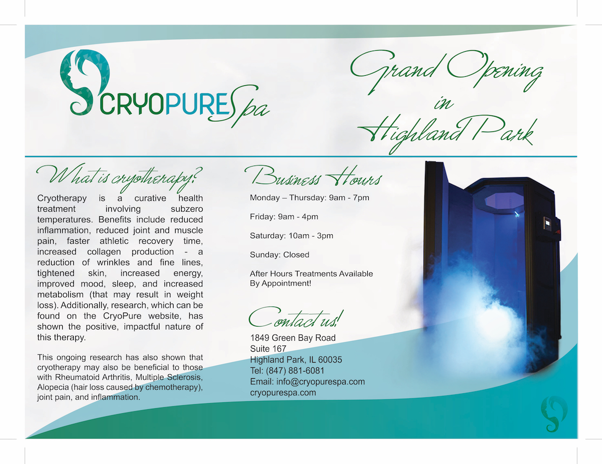 Design de Flyer par Kristen Marie pour CryoPure Spa, LLC. | Design #9521641