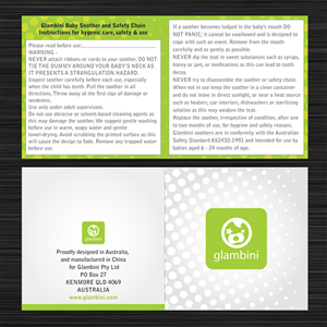 Fashion-Forward Baby Dummy (Pacifier) Requires Safety Information Card to insert into Packaging | Design de Carte par Rflames
