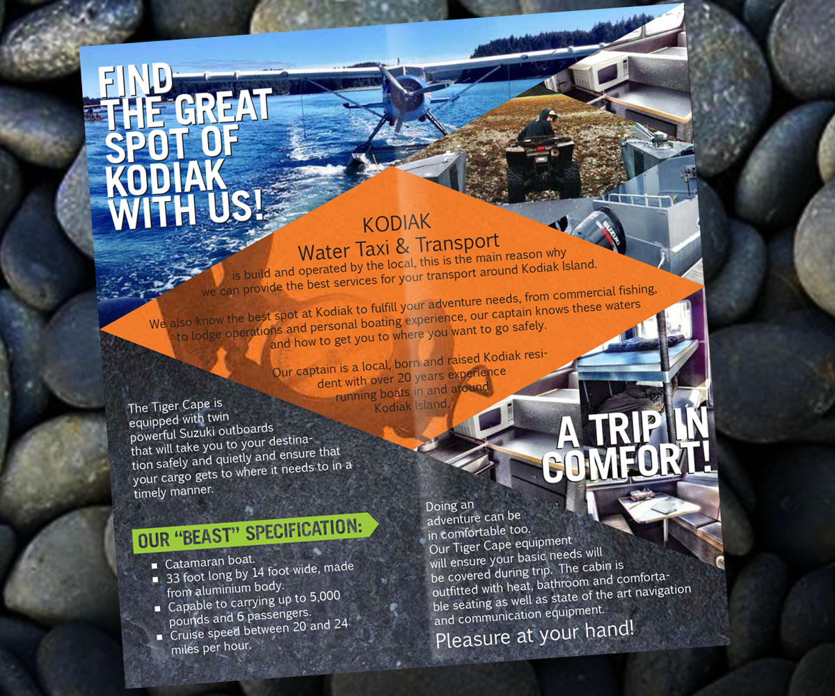 Flyer Design by bims for Kodiak Water Taxi and Transport | Design #9519981