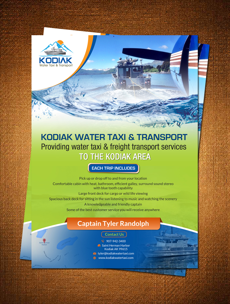 Flyer Design by debdesign for Kodiak Water Taxi and Transport | Design #9497876