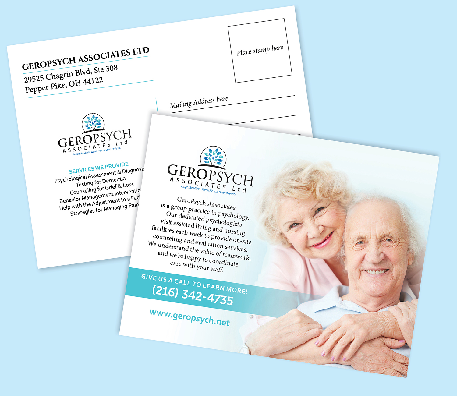 Postcard Design by RoundYellow for GeroPsych Associates, Ltd | Design #9511679