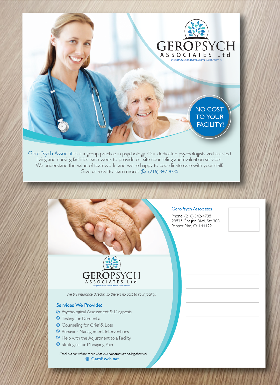 Postcard Design by alex989 for GeroPsych Associates, Ltd | Design #9499268