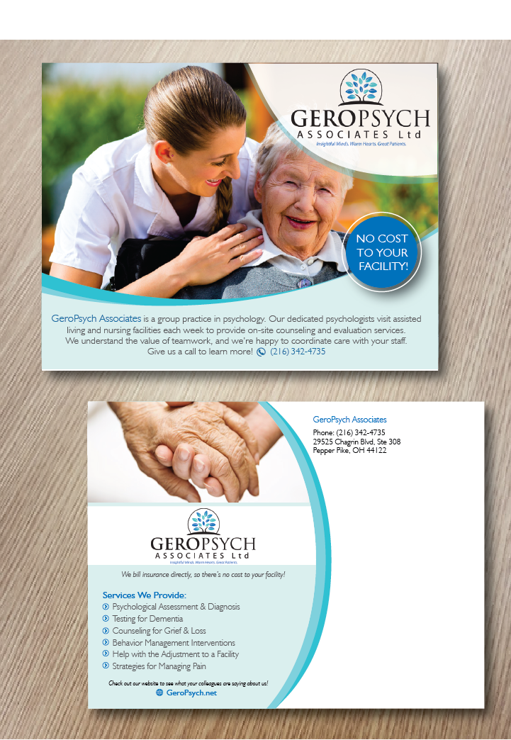 Postcard Design by alex989 for GeroPsych Associates, Ltd | Design #9540692