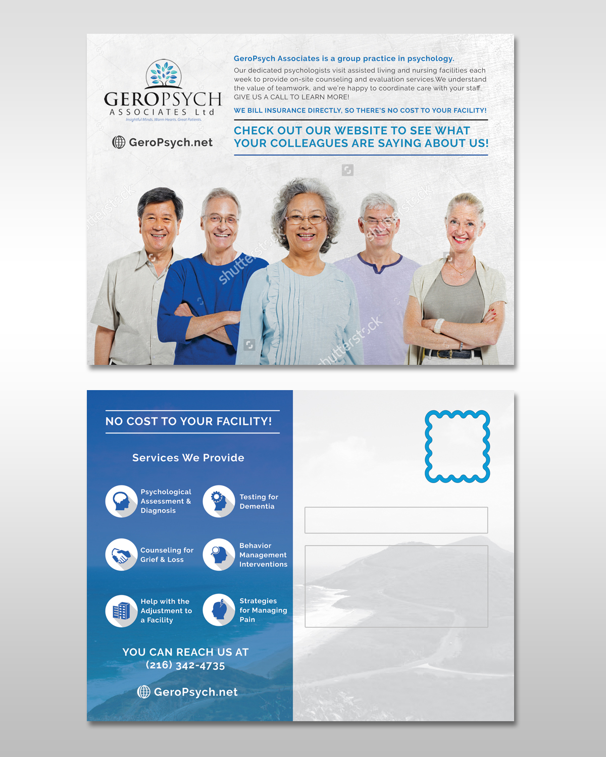 Postcard Design by Kishaloy_D for GeroPsych Associates, Ltd | Design #9538243