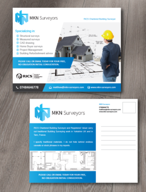 Postcard Design by alex989 for MKN Surveyors | Design: #9604700