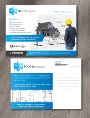 Postcard Design by alex989 for MKN Surveyors | Design: #9616109
