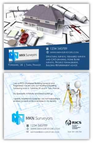 Postcard Design by citygirl17 for MKN Surveyors | Design #9590405