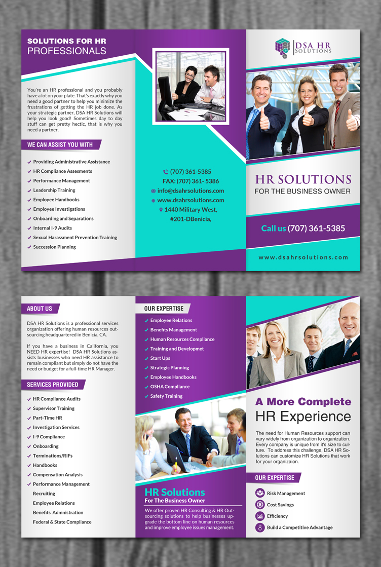 Diseño de Brochure por creative.bugs para DSA HR Solutions | Diseño #9548561