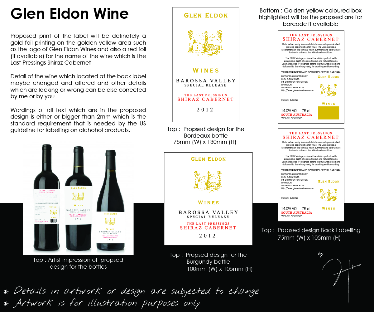 Graphic Design by Ivan Low for Glen Eldon Wines | Design #2092106