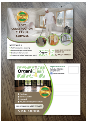 Postcard Design by alex989 for OrganiClean Services | Design: #9536374