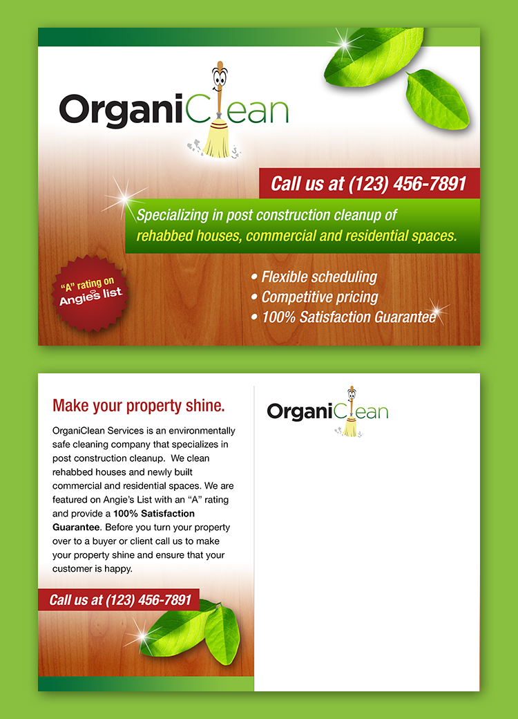 Postcard Design by Ryan for OrganiClean Services | Design #9564934