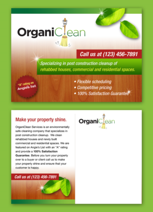 Postcard Design by Ryan for OrganiClean Services | Design #9564934