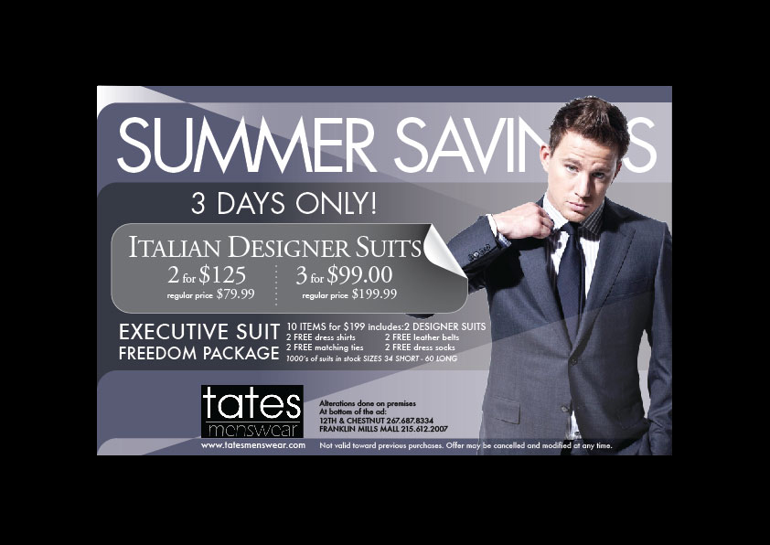 Werbe-Design von ganz abecia für Tates Menswear | Design #2094333